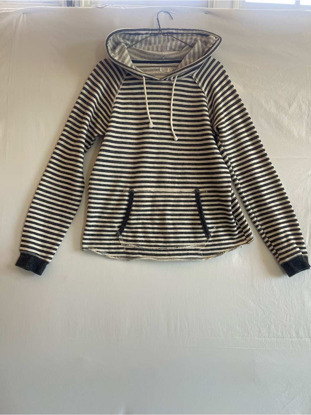 Volcom Black and Cream Striped‎ Hooded Pullover